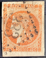 1870-71 - 1 Timbre Classique - Ceres "émission De Bordeaux" N°48a Oblitéré - Bonne Cote - 40 C.orange Vif - 1870 Ausgabe Bordeaux