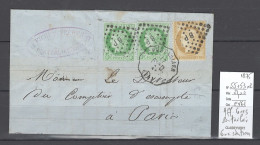 France - Lettre Pontarlier - Affranchissement Mixte - Ceres - 1875 - Poste Ferroviaire