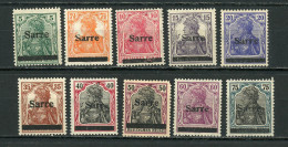 SARRE: GERMANIA   N° Yvert 4+5+6+7+8+9+12+13+14+15 * - Unused Stamps