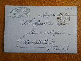 H31 FRANCE LETTRE  1854  PARIS A MONTBELIARD + CACHET BLEU +HORLOGERIE +AFF. INTERESSANT+++ - 1849-1876: Classic Period