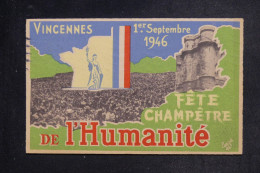 FRANCE - Oblitération De La Fête De L'Humanité  à Vincennes  Sur Carte Postale En 1946 Pour Paris  - L 152928 - 1921-1960: Modern Period