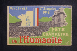 FRANCE - Oblitération De La Fête De L'Humanité  à Vincennes  Sur Carte Postale En 1946 Pour Paris  - L 152929 - 1921-1960: Modern Period