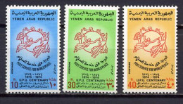 Yemen Arab Republic 1974 UPU Centenary, Set Of 3 MNH - U.P.U.