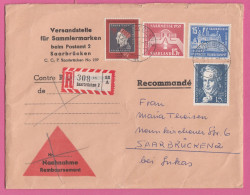 EINGESCHRIEBENER BRIEF AUS SAARBRÜCKEN MIT DEN 4 LETZTEN BRIEFMARKEN DES SAARLAND, 1959. - Lettres & Documents