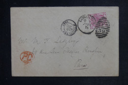 ROYAUME UNI - Enveloppe De Londres Pour Paris En 1875 - L 152935 - Brieven En Documenten