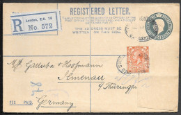 England London Uprated Registered Postal Stationery Cover Mailed To Germany 1921 - Brieven En Documenten