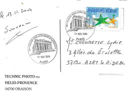 TIMBRE N° 44 A 48  -  SERIE ADHESIFS  - 1ER JOUR - SEUL SUR LETTRE  -  PARIS - MEILLEURS VOEUX - 2004 - TARIF DU 1 3 03 - Covers & Documents