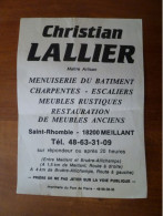 Publicité Flyer Christian Lallier Maitre Artisan Menuisisier Saint Rhomble Meillant - Publicités