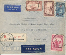 BELGIAN CONGO REGISTERED AIR COVER FROM E/VILLE 02.10.36 TO BRUSSELS - Lettres & Documents