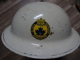 Casque Original WW2 "Défense Civile Canadienne - Edmonton" C.L./C. 1943 - Casques & Coiffures