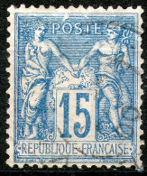 France,1876,YT#90,Sage U/N , 15 C.,cancell,as Scan - 1898-1900 Sage (Type III)