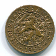 1 CENT 1965 ANTILLAS NEERLANDESAS Bronze Fish Colonial Moneda #S11106.E.A - Niederländische Antillen