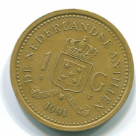 1 GULDEN 1991 ANTILLAS NEERLANDESAS Aureate Steel Colonial Moneda #S12127.E.A - Niederländische Antillen