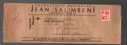 Myenne (58) :enveloppe à Entête JEAN SALIMBENI    éd.musicales,av Préoblitéré Moissonneuse 8f (PPP47470) - Advertising
