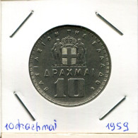 10 DRACHMES 1959 GRIECHENLAND GREECE Münze #AK415.D.A - Grecia