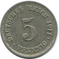 5 PFENNIG 1911 E GERMANY Coin #AE684.U.A - 5 Pfennig