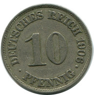 10 PFENNIG 1906 A GERMANY Coin #DB274.U.A - 10 Pfennig