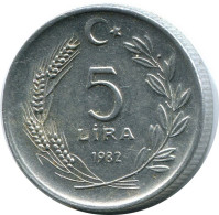 5 LIRA 1982 TÜRKEI TURKEY Münze #AR249.D.A - Turchia