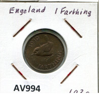 FARTHING 1939 UK GBAN BRETAÑA GREAT BRITAIN Moneda #AV994.E.A - B. 1 Farthing