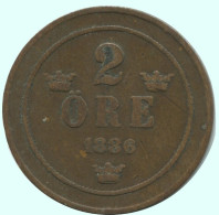 2 ORE 1886 SUÈDE SWEDEN Pièce #AC918.2.F.A - Suède