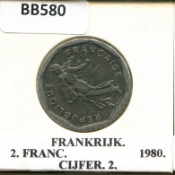 2 FRANCS 1980 FRANKREICH FRANCE Französisch Münze #BB580.D.A - 2 Francs