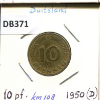 10 PFENNIG 1950 D BRD ALEMANIA Moneda GERMANY #DB371.E.A - 10 Pfennig