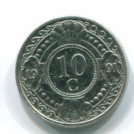 10 CENTS 1991 ANTILLES NÉERLANDAISES Nickel Colonial Pièce #S11335.F.A - Antilles Néerlandaises