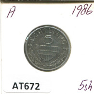 5 SCHILLING 1986 AUSTRIA Coin #AT672.U.A - Austria