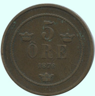 5 ORE 1876 SCHWEDEN SWEDEN Münze #AC579.2.D.A - Svezia