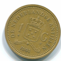 1 GULDEN 1991 ANTILLAS NEERLANDESAS Aureate Steel Colonial Moneda #S12136.E.A - Netherlands Antilles