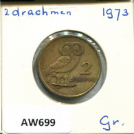 2 DRACHMES 1973 GREECE Coin #AW699.U.A - Greece