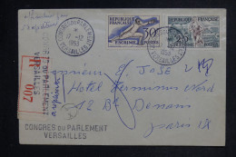 FRANCE - Enveloppe En Recommandé Du Congrès Du Parlement De Versailles Pour Paris En 1953 - L 152939 - 1921-1960: Modern Period