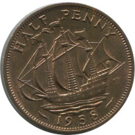 HALF PENNY 1958 UK GRANDE-BRETAGNE GREAT BRITAIN Pièce #AG833.1.F.A - C. 1/2 Penny