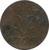 1766 UTRECHT VOC DUIT NIEDERLANDE OSTINDIEN NY COLONIAL PENNY #VOC1072.8.D.A - Niederländisch-Indien