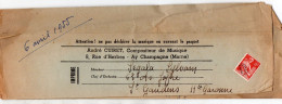 Ay-Champagne (51)  :enveloppe à Entête ANDRE CUIRET  éd.musicales,av Préoblitéré Moissonneuse 8f (PPP47471) - Publicités