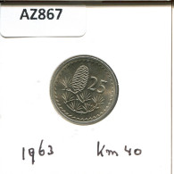 25 MILS 1963 ZYPERN CYPRUS Münze #AZ867.D.A - Cyprus