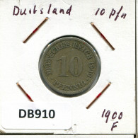 10 PFENNIG 1900 F GERMANY Coin #DB910.U.A - 10 Pfennig