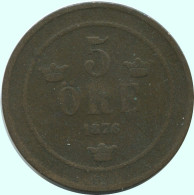 5 ORE 1876 SCHWEDEN SWEDEN Münze #AC583.2.D.A - Svezia