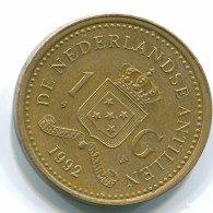 1 GULDEN 1992 NIEDERLÄNDISCHE ANTILLEN Aureate Steel Koloniale Münze #S12146.D.A - Niederländische Antillen