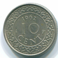 10 CENTS 1962 SURINAM NIEDERLANDE Nickel Koloniale Münze #S13182.D.A - Surinam 1975 - ...