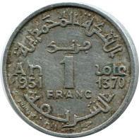 1 FRANC 1951 MAROC MOROCCO Islamique Pièce #AH694.3.F.A - Marocco