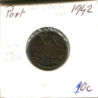 20 CENTAVOS 1942 PORTUGAL Coin #AT273.U.A - Portugal