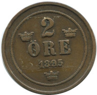 2 ORE 1895 SCHWEDEN SWEDEN Münze #AD020.2.D.A - Suède