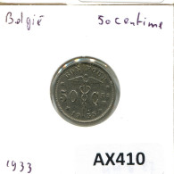 50 CENTIMES 1933 BÉLGICA BELGIUM Moneda FRENCH Text #AX410.E.A - 50 Cents