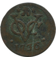 1736 ZEELAND VOC DUIT NIEDERLANDE OSTINDIEN NY COLONIAL PENNY #VOC1142.8.D.A - Dutch East Indies