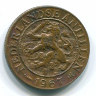 1 CENT 1967 ANTILLAS NEERLANDESAS Bronze Fish Colonial Moneda #S11131.E.A - Antillas Neerlandesas