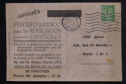 FRANCE - Carte Postale En Faveur Des Réfugiés Espagnols, De Paris Pour Paris En 1945 - L 152940 - 1921-1960: Période Moderne