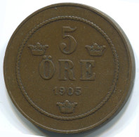 5 ORE 1905 SCHWEDEN SWEDEN Münze #WW1076.D.A - Svezia