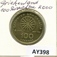 100 DRACHMES 2000 GREECE Coin #AY398.U.A - Grecia
