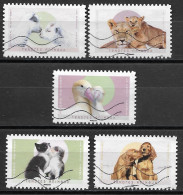 France 2023  Oblitéré -  Autoadhésif  N° 2242  - 2245 - 2247 - 2251 - 2252  -  Tendres Animaux - Used Stamps